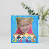 Aangepaste uitnodiging voor foto Mermaid Birthday (Staand voorkant)