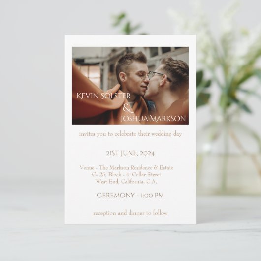 Aangepaste uitnodiging voor fotobruiloft (Staand voorkant)