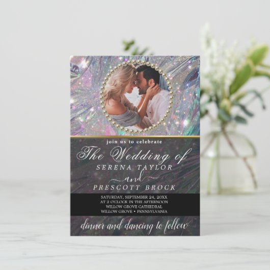 Aangepaste uitnodiging voor fotobruiloft (Staand voorkant)