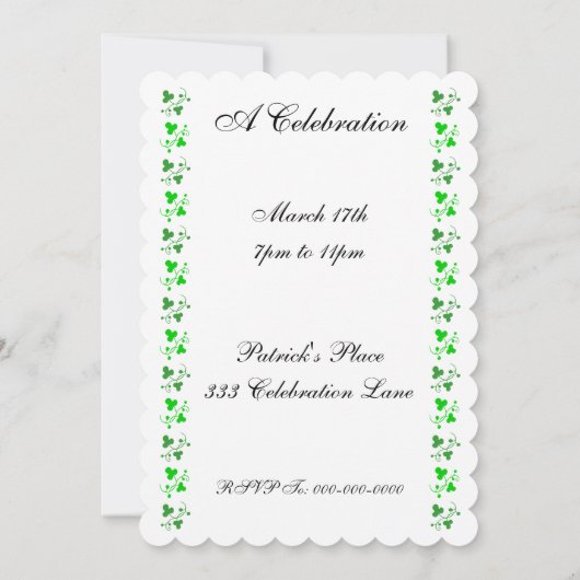 Aangepaste uitnodiging voor groene Shamrocks (Achterkant)