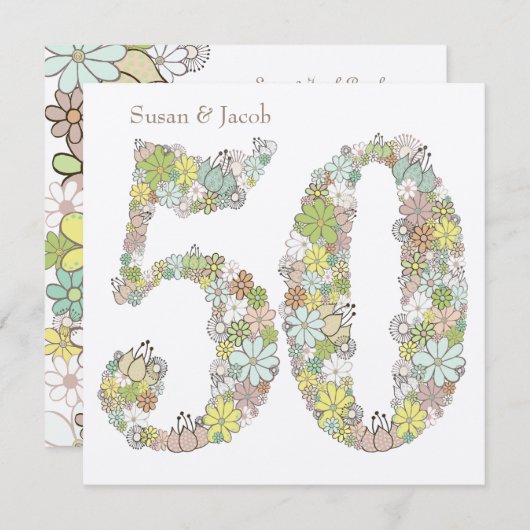 Aangepaste uitnodiging voor het 50e Jubileum bruil (Voorkant / Achterkant)