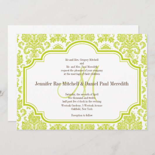 Aangepaste uitnodiging voor het huwelijk op Chartr (Voorkant / Achterkant)