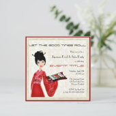 Aangepaste uitnodiging voor Japanse Food Sushi Par (Staand voorkant)