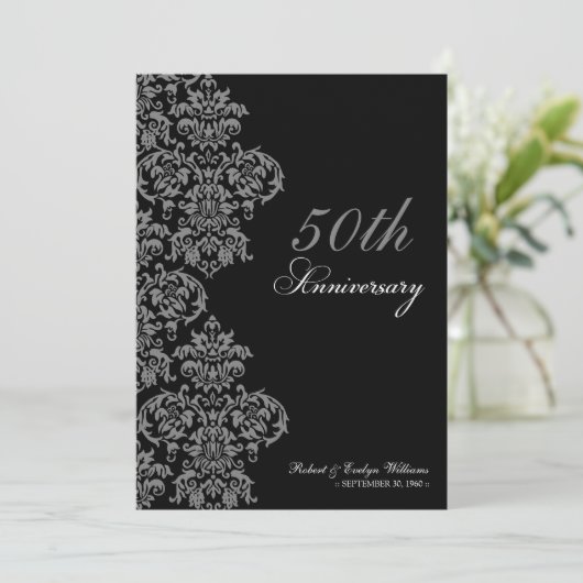 Aangepaste uitnodiging voor Jubileum (ebonië) (Staand voorkant)