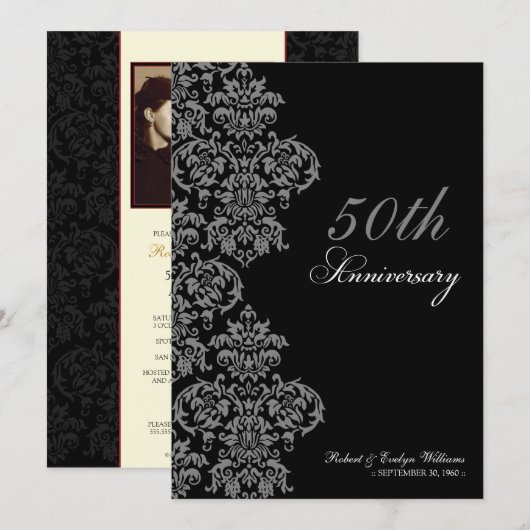 Aangepaste uitnodiging voor Jubileum (ebonië) (Voorkant / Achterkant)