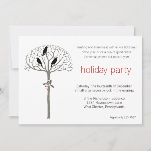 Aangepaste uitnodiging voor kerst en Holly (Voorkant)