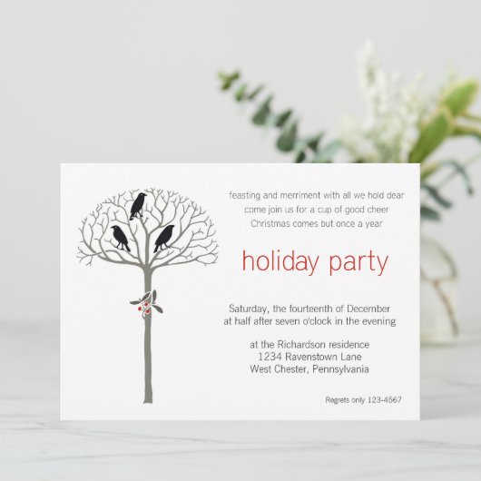 Aangepaste uitnodiging voor kerst en Holly (Staand voorkant)