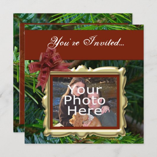 Aangepaste uitnodiging voor kerstfeestdagen met fo (Voorkant / Achterkant)