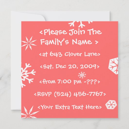 Aangepaste uitnodiging voor kerstKerstmis en sneeu (Achterkant)