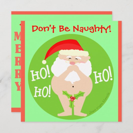 Aangepaste uitnodiging voor Kerstmis Naughty Santa (Voorkant / Achterkant)