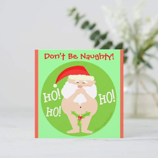 Aangepaste uitnodiging voor Kerstmis Naughty Santa (Staand voorkant)