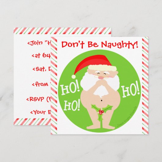 Aangepaste uitnodiging voor Kerstmis Naughty Santa (Voorkant / Achterkant)