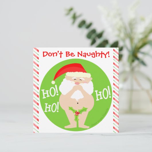 Aangepaste uitnodiging voor Kerstmis Naughty Santa (Staand voorkant)