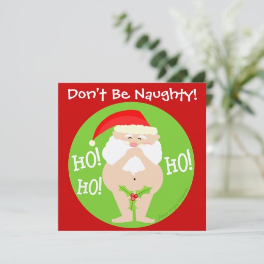Aangepaste uitnodiging voor Kerstmis Naughty Santa (Staand voorkant)