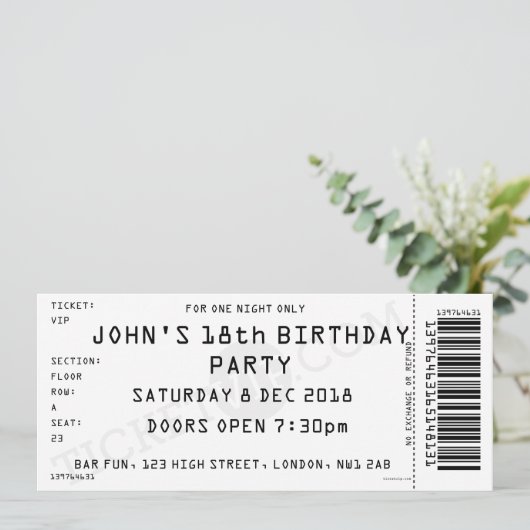 Aangepaste uitnodiging voor kleurconcert Ticket Pa (Staand voorkant)