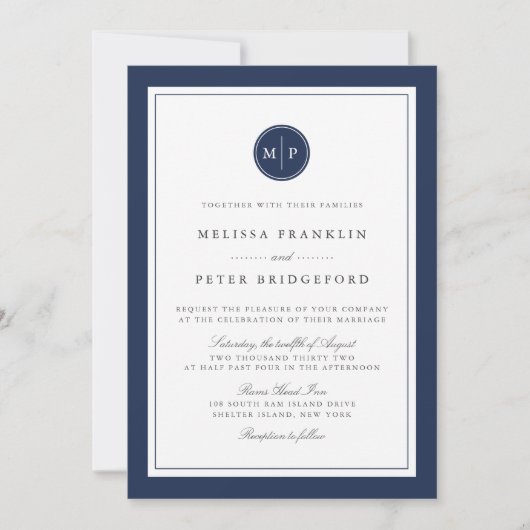 Aangepaste uitnodiging voor kleurmonogram bruiloft (Voorkant)