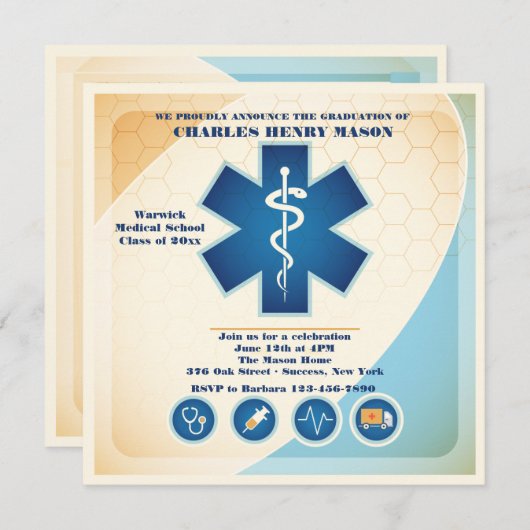 Aangepaste uitnodiging voor medische wetenschap Af (Voorkant / Achterkant)