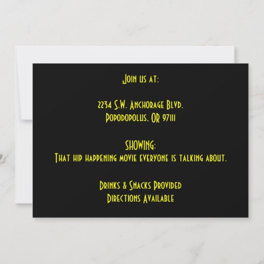 Aangepaste uitnodiging voor Movie Clapper Board (Achterkant)
