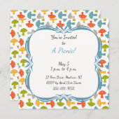 Aangepaste uitnodiging voor picknick met paddensto (Voorkant / Achterkant)