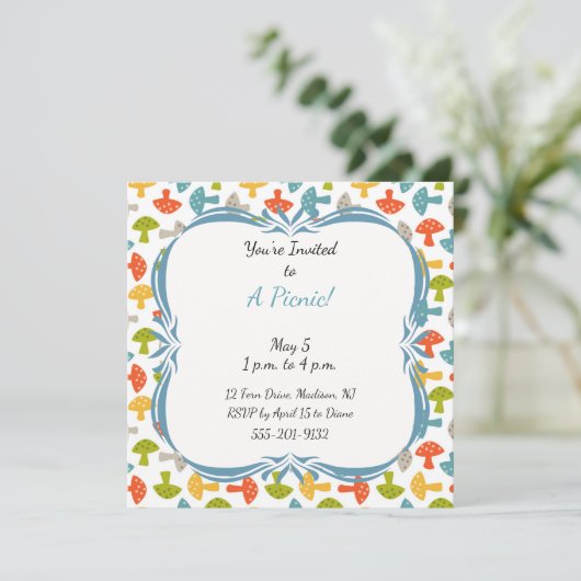Aangepaste uitnodiging voor picknick met paddensto (Staand voorkant)