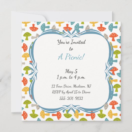 Aangepaste uitnodiging voor picknick met paddensto (Voorkant)
