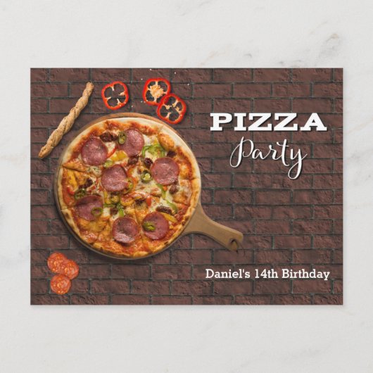 Aangepaste uitnodiging voor pizzafeestje (Voorkant)