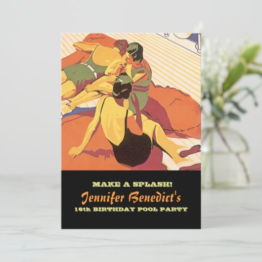 Aangepaste uitnodiging voor poolpartijenillustrati (Staand voorkant)