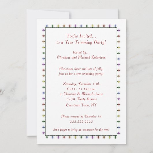 Aangepaste uitnodiging voor rendierbomen in bijvoe (Achterkant)