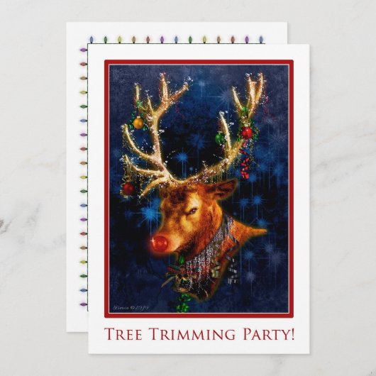 Aangepaste uitnodiging voor rendierbomen in bijvoe (Voorkant / Achterkant)