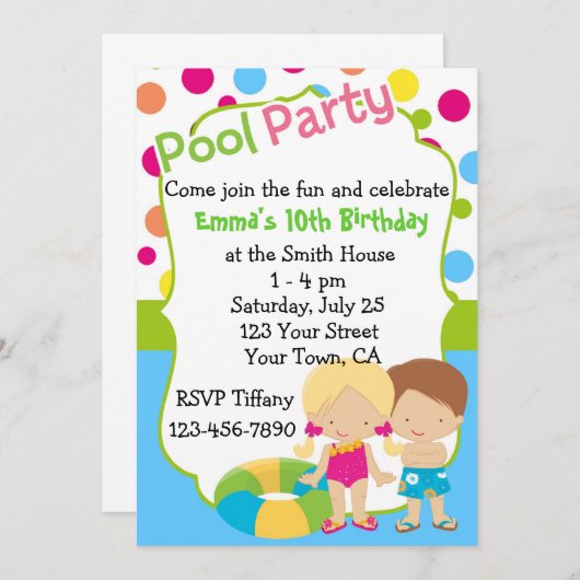 Aangepaste uitnodiging voor speciale groepsfeest (Voorkant / Achterkant)