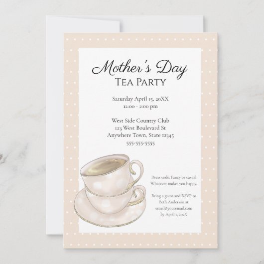 Aangepaste uitnodiging voor Tea Party (Voorkant)