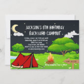 Aangepaste uitnodiging voor thuisfeesten Campout (Voorkant)
