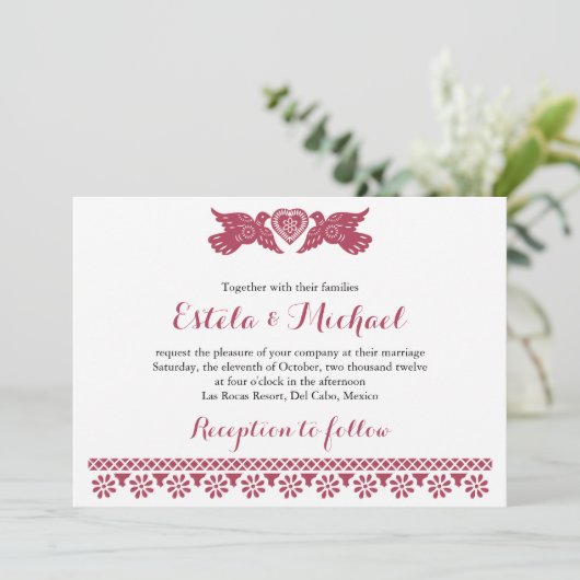 Aangepaste uitnodiging voor Tortelduifjes (Staand voorkant)