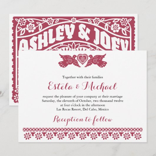 Aangepaste uitnodiging voor Tortelduifjes (Voorkant / Achterkant)