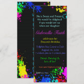 Aangepaste uitnodiging voor verf Splatter Sweet Si (Voorkant / Achterkant)