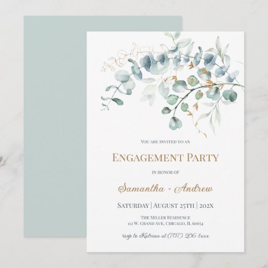 Aangepaste uitnodiging voor verloving met rustieke (Voorkant / Achterkant)