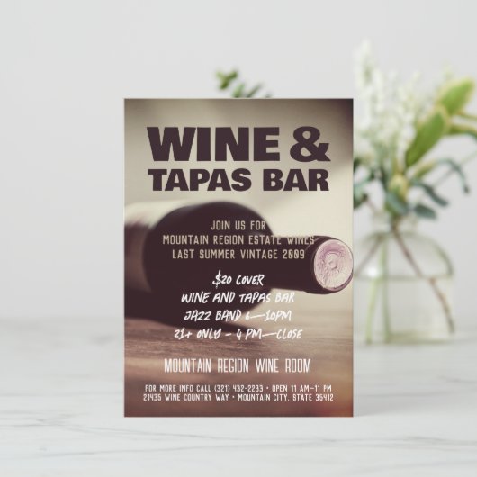 Aangepaste uitnodiging voor wijn en muziek (Staand voorkant)