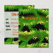 Aangepaste uitnodiging voor zwarte en groene tinne (Voorkant / Achterkant)