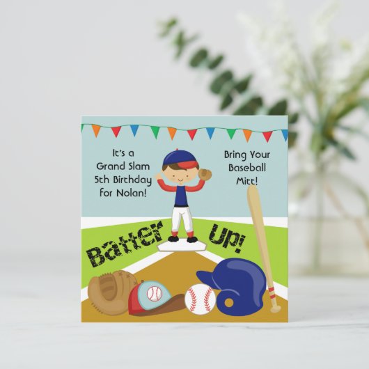 Aangepaste uitnodiging voor zwarte haarjongen Base (Staand voorkant)