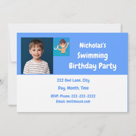 Aangepaste uitnodiging voor zwemvogels op zaterdag (Achterkant)