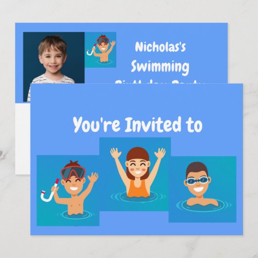 Aangepaste uitnodiging voor zwemvogels op zaterdag (Voorkant / Achterkant)