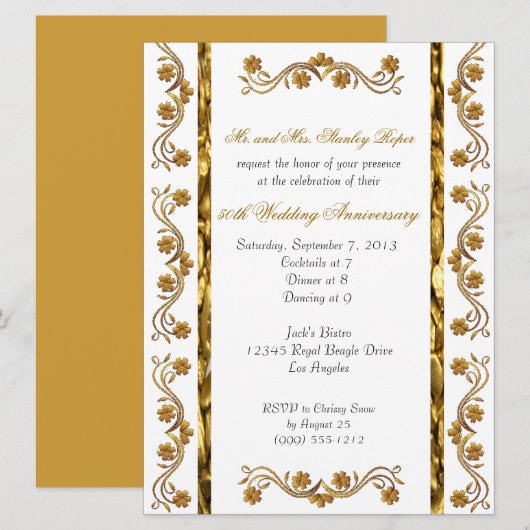 Aangepaste uitnodigingen 50ste verjaardag (Voorkant / Achterkant)