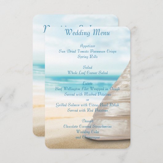 Aangepaste uitnodigingen in het Beach Wedding Menu (Voorkant / Achterkant)