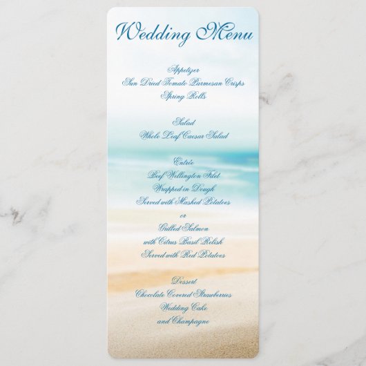 Aangepaste uitnodigingen in het Beach Wedding Menu (Voorkant)