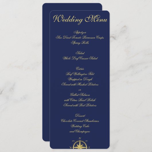 Aangepaste uitnodigingen in het menu Blauw Nautica (Voorkant / Achterkant)