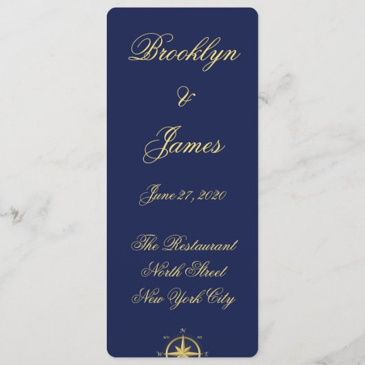 Aangepaste uitnodigingen in het menu Blauw Nautica (Achterkant)