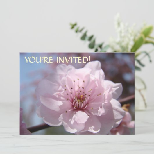 Aangepaste uitnodigingen! Roze bloesems Kaart (Staand voorkant)