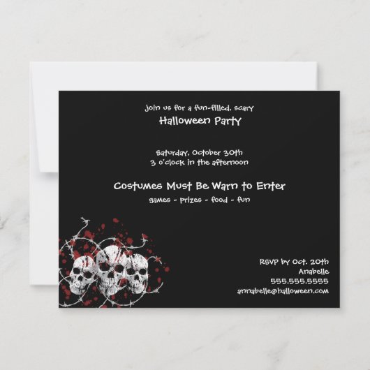 Aangepaste uitnodigingen van de Barbed Skull (Achterkant)