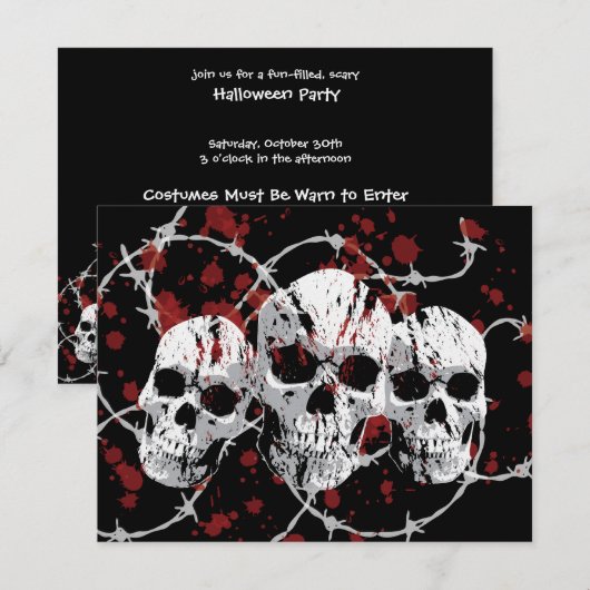 Aangepaste uitnodigingen van de Barbed Skull (Voorkant / Achterkant)