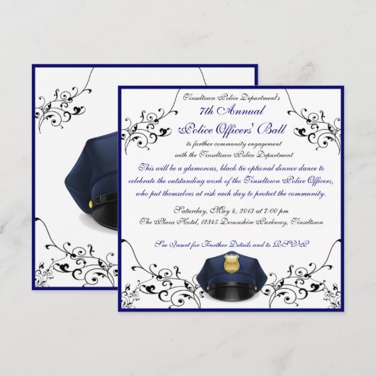 Aangepaste uitnodigingen van politieagenten (Voorkant / Achterkant)